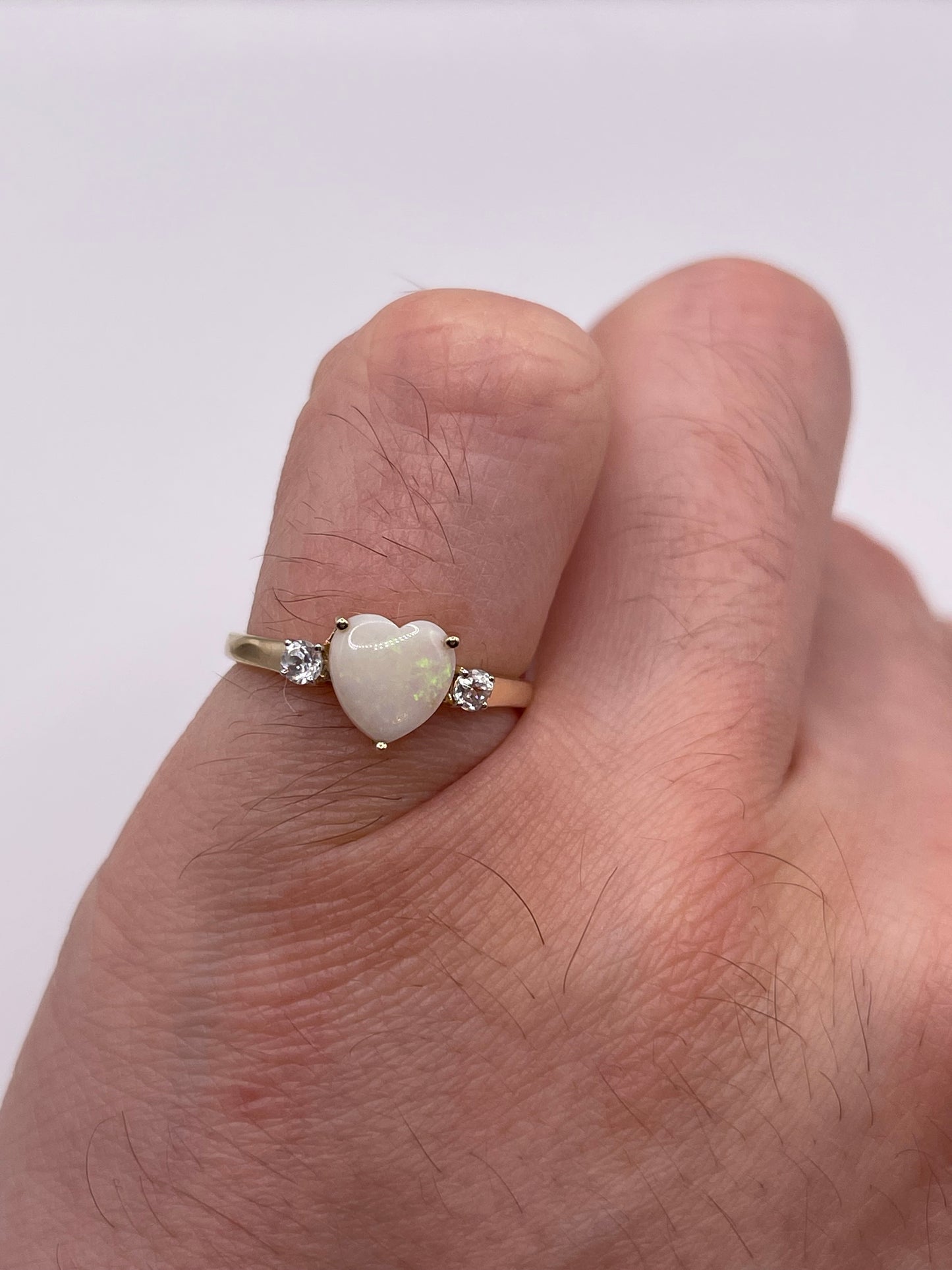 9ct gold opal and zircon ring