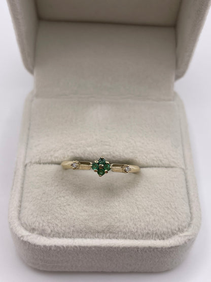 9ct gold emerald and diamond ring