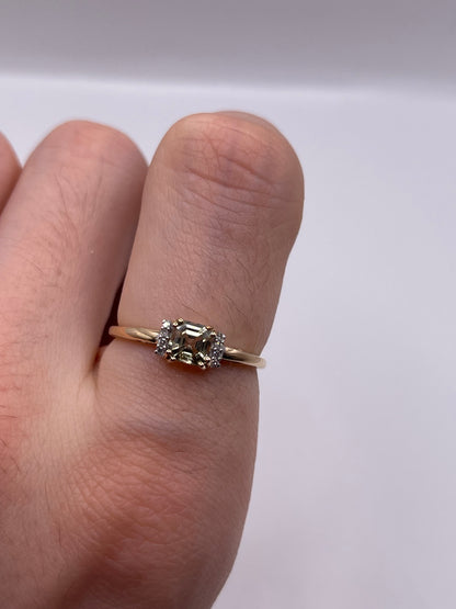 9ct gold csarite and diamond ring