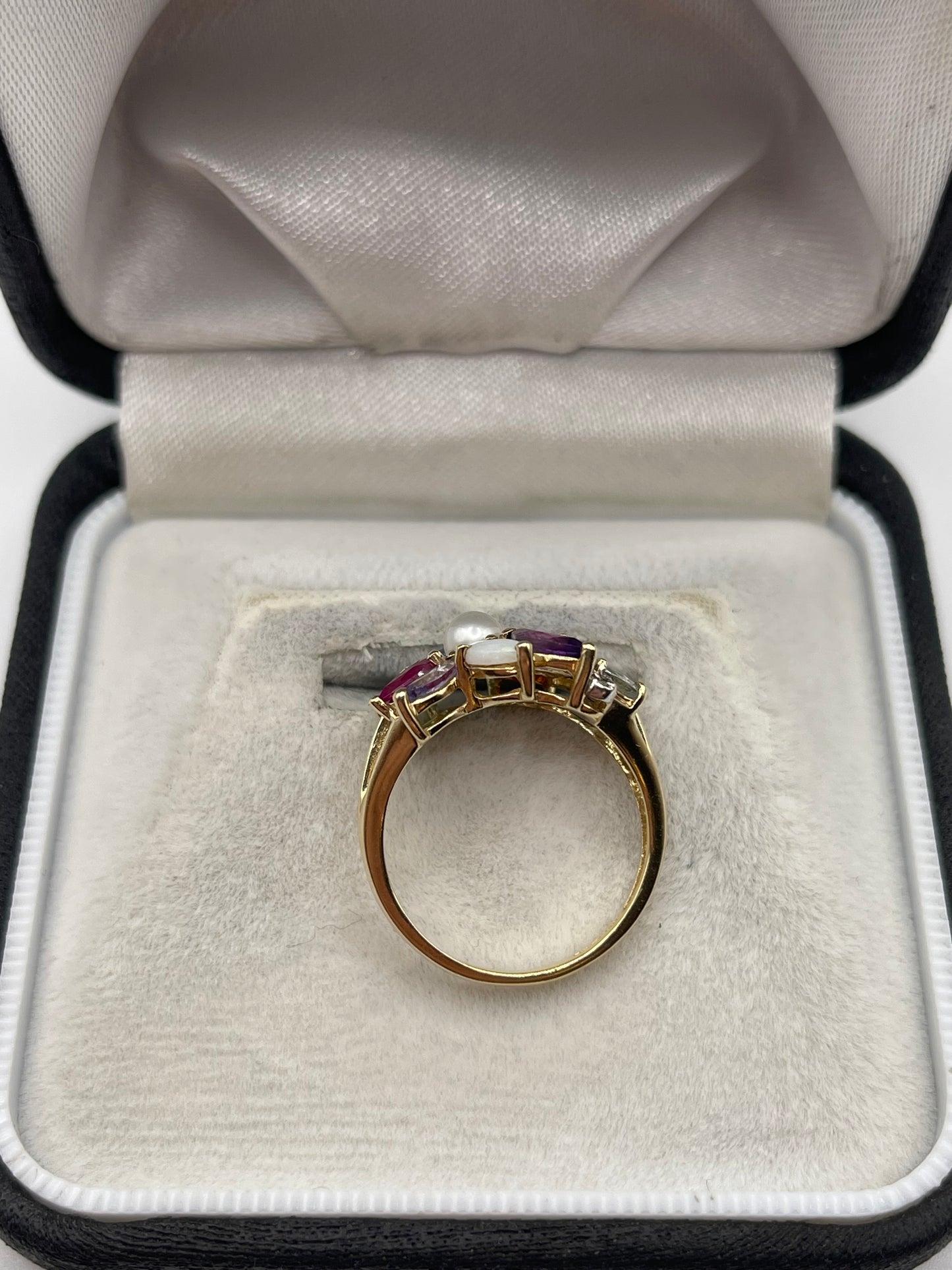 9ct gold multi gemstone cluster ring