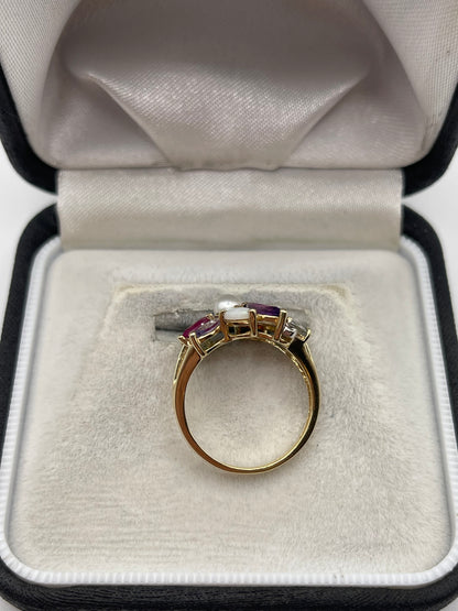 9ct gold multi gemstone cluster ring