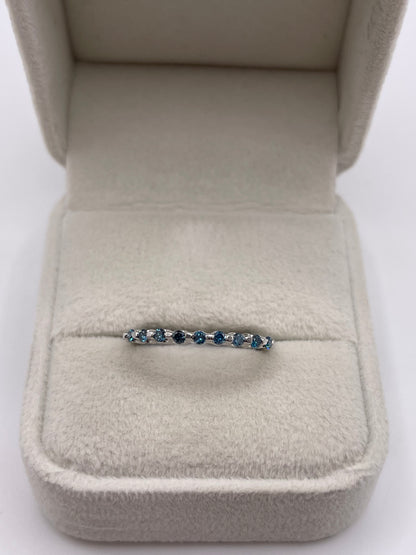 9ct white gold blue diamond ring