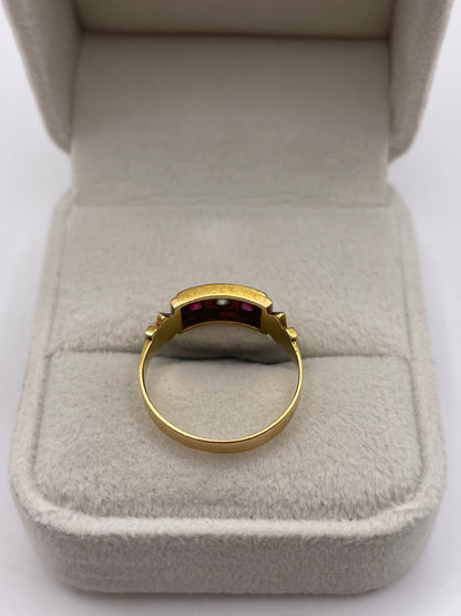 Antique 18ct gold ruby and diamond ring