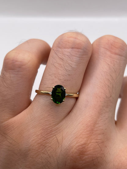 9ct gold tourmaline and diamond ring
