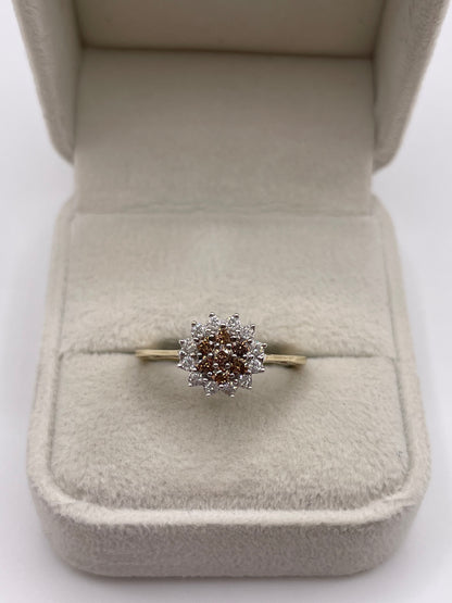 9ct gold diamond cluster ring