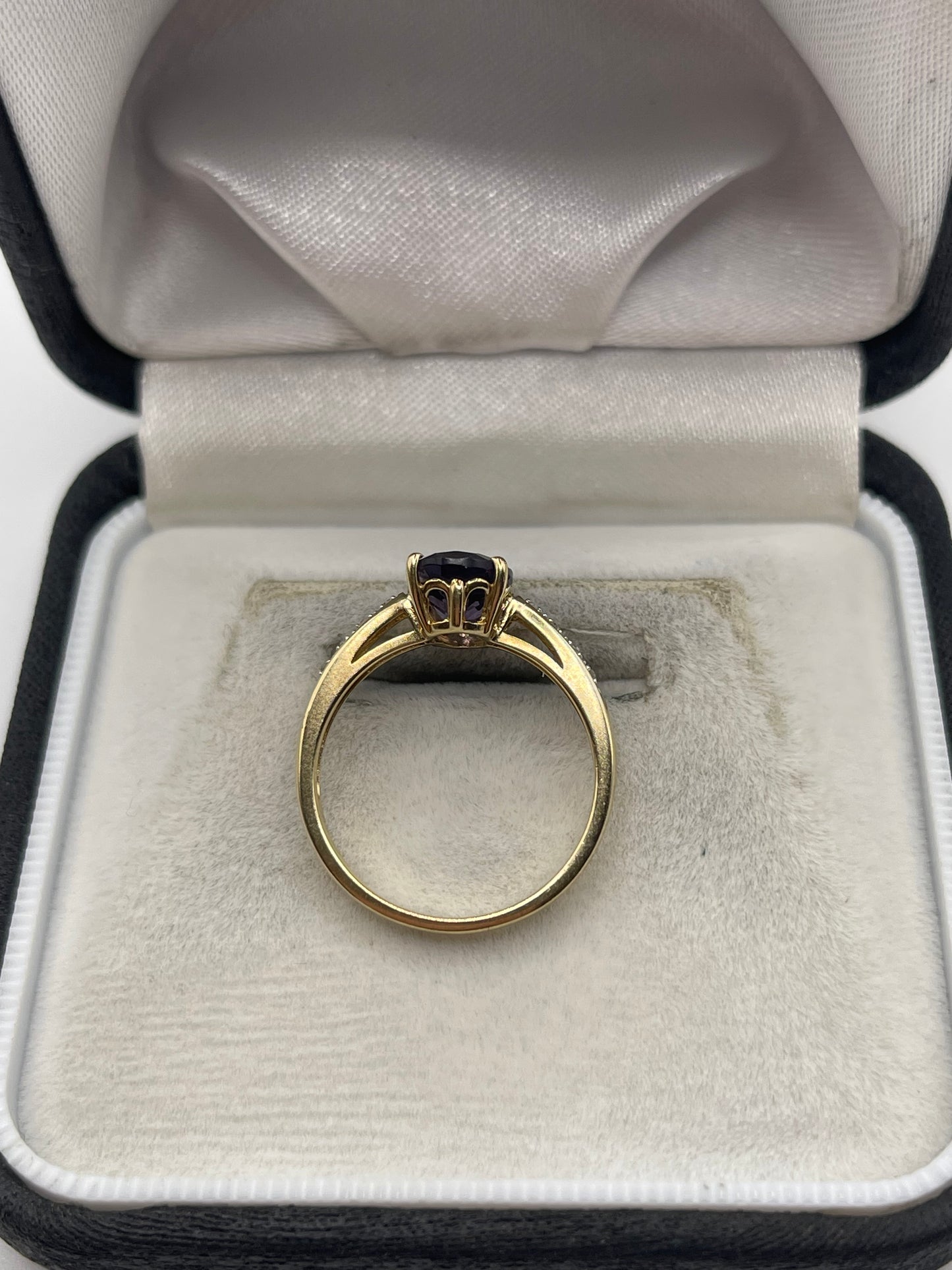 9ct gold iolite and diamond ring
