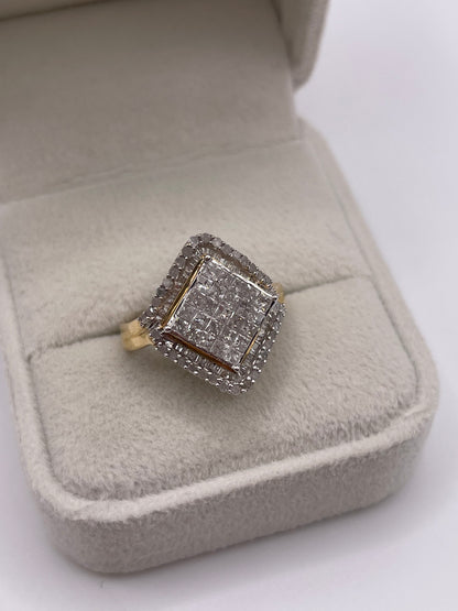9ct gold diamond cluster ring