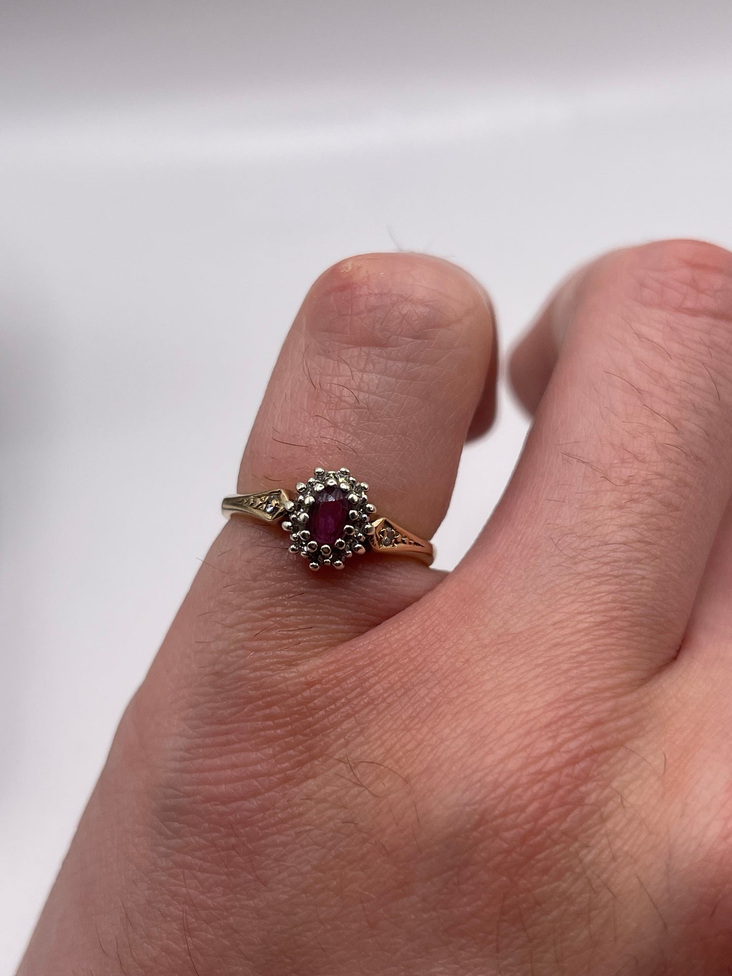 9ct gold ruby and diamond ring