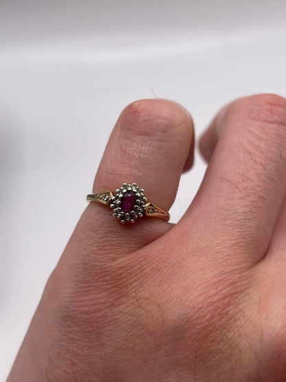 9ct gold ruby and diamond ring