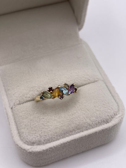 9ct gold multi gemstone ring