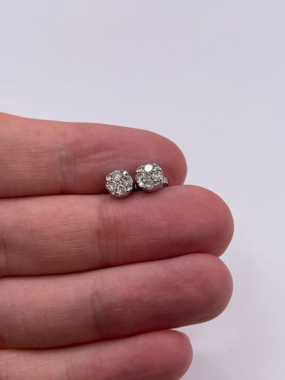 9ct white gold diamond earrings