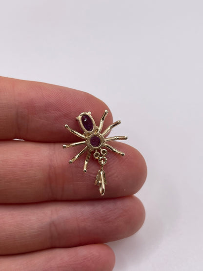 9ct gold cabochon amethyst and diamond spider pendant