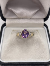 Load image into Gallery viewer, 9ct gold amethyst and diamond ring
