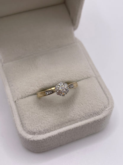 9ct gold diamond cluster ring