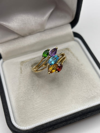 9ct gold multi gemstone ring