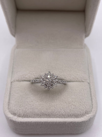 9ct white gold diamond cluster ring