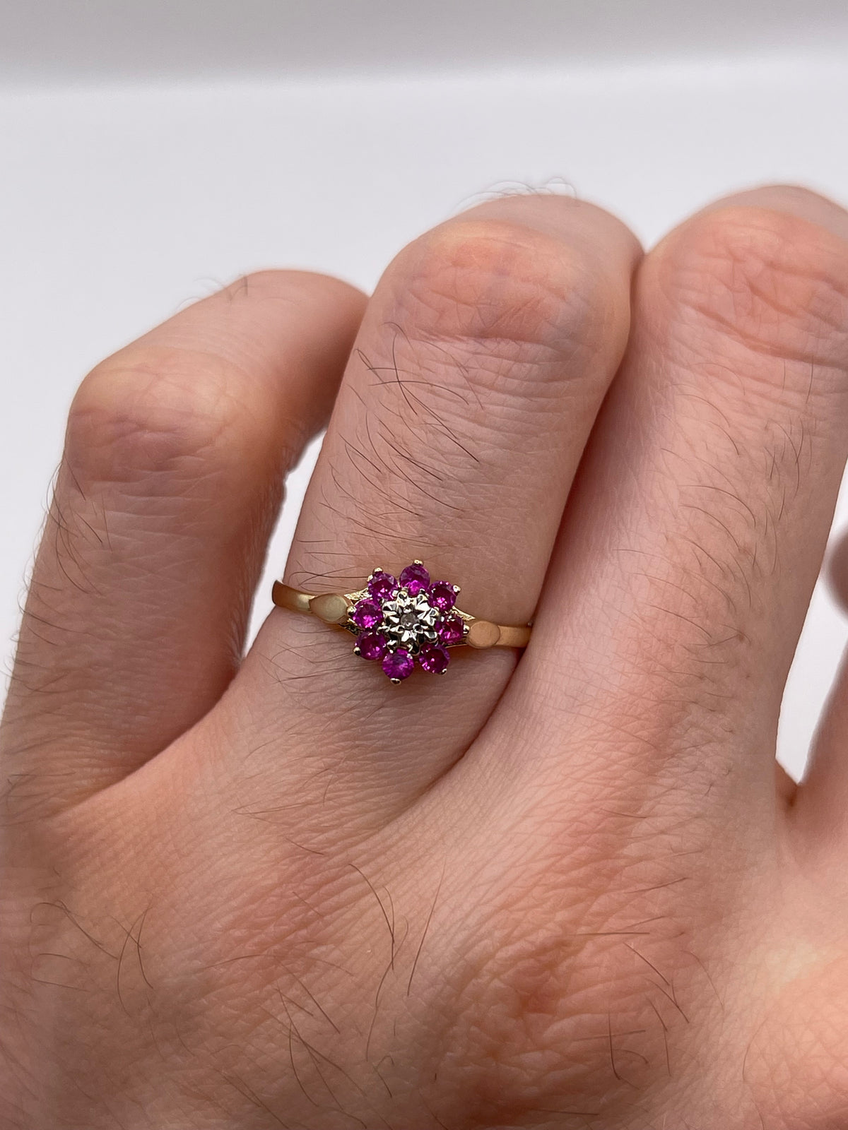 9ct gold ruby and diamond ring