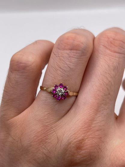 9ct gold ruby and diamond ring