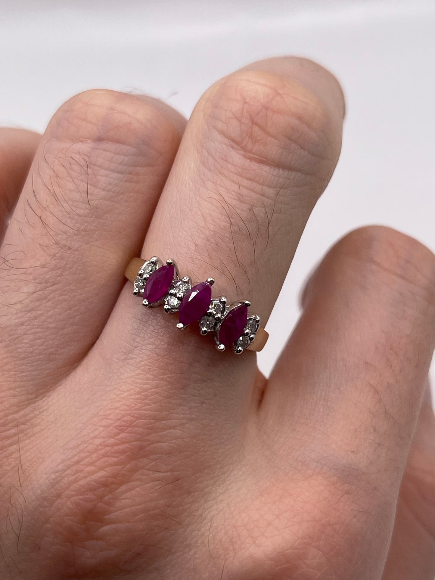 9ct gold ruby and diamond ring