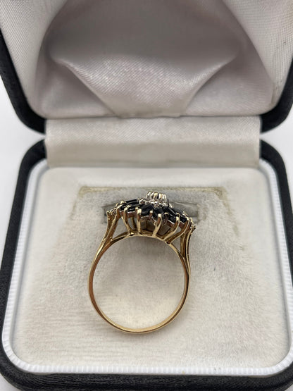 9ct gold sapphire and diamond ring