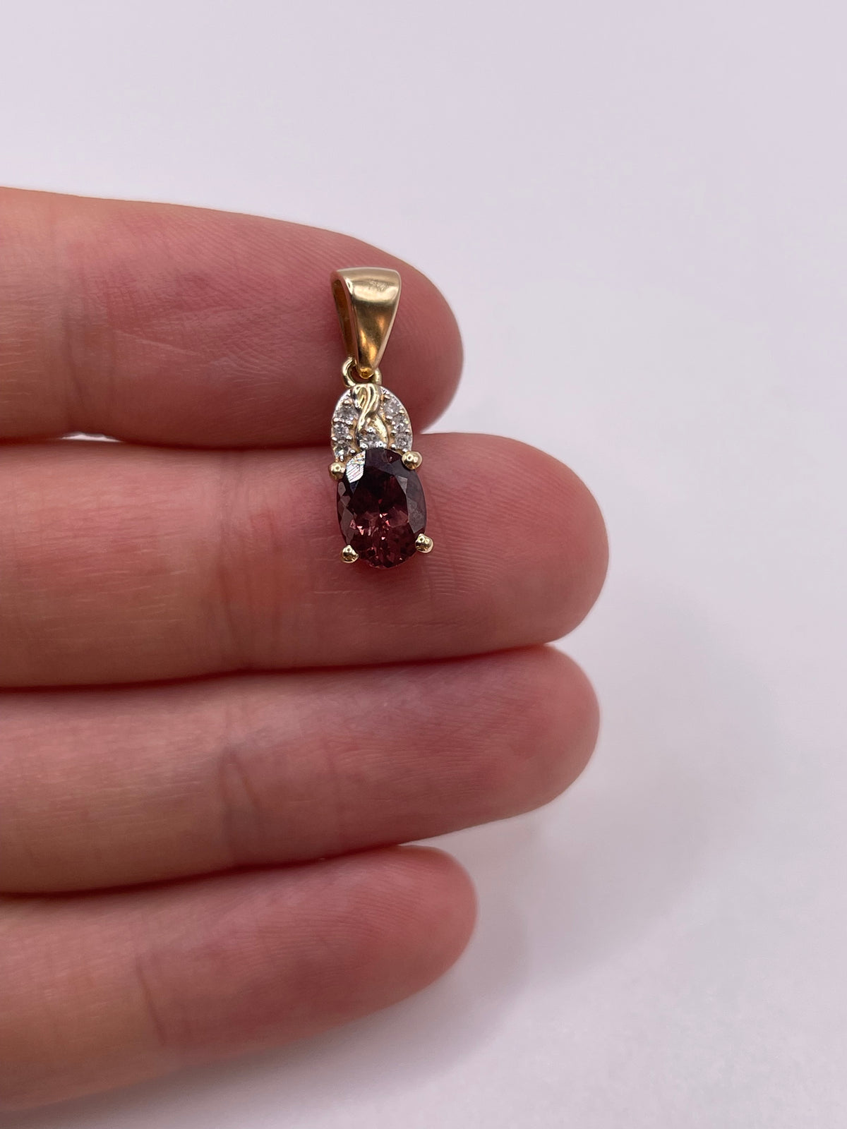 9ct gold tourmaline and diamond pendant