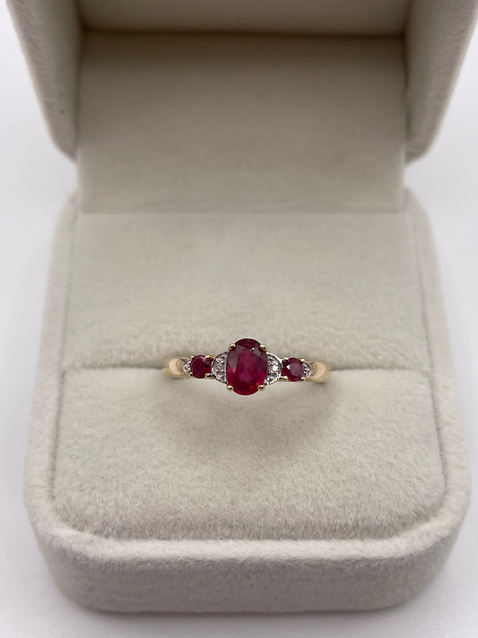 9ct gold ruby and diamond ring