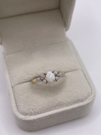 9ct gold opal and diamond ring