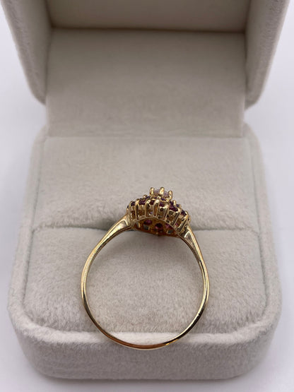 9ct gold multi gemstone cluster ring