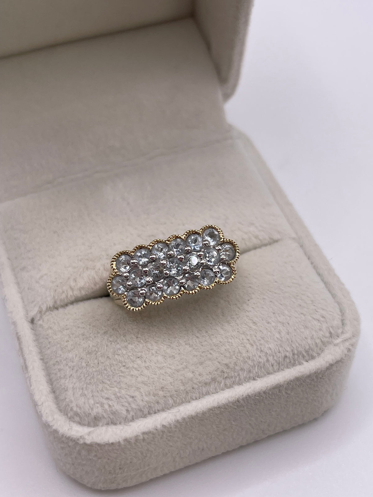 9ct gold aquamarine cluster ring