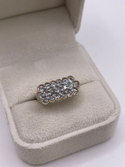 9ct gold aquamarine cluster ring