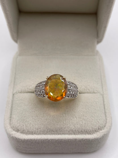 9ct gold opal and zircon ring