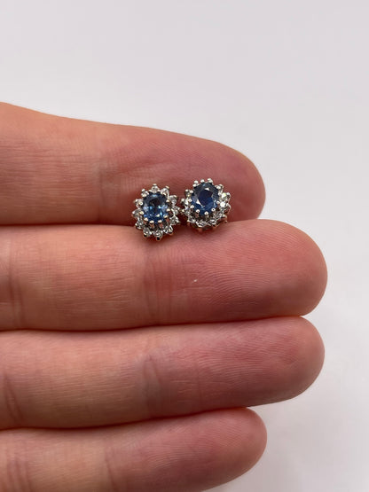 9ct gold sapphire and diamond earrings