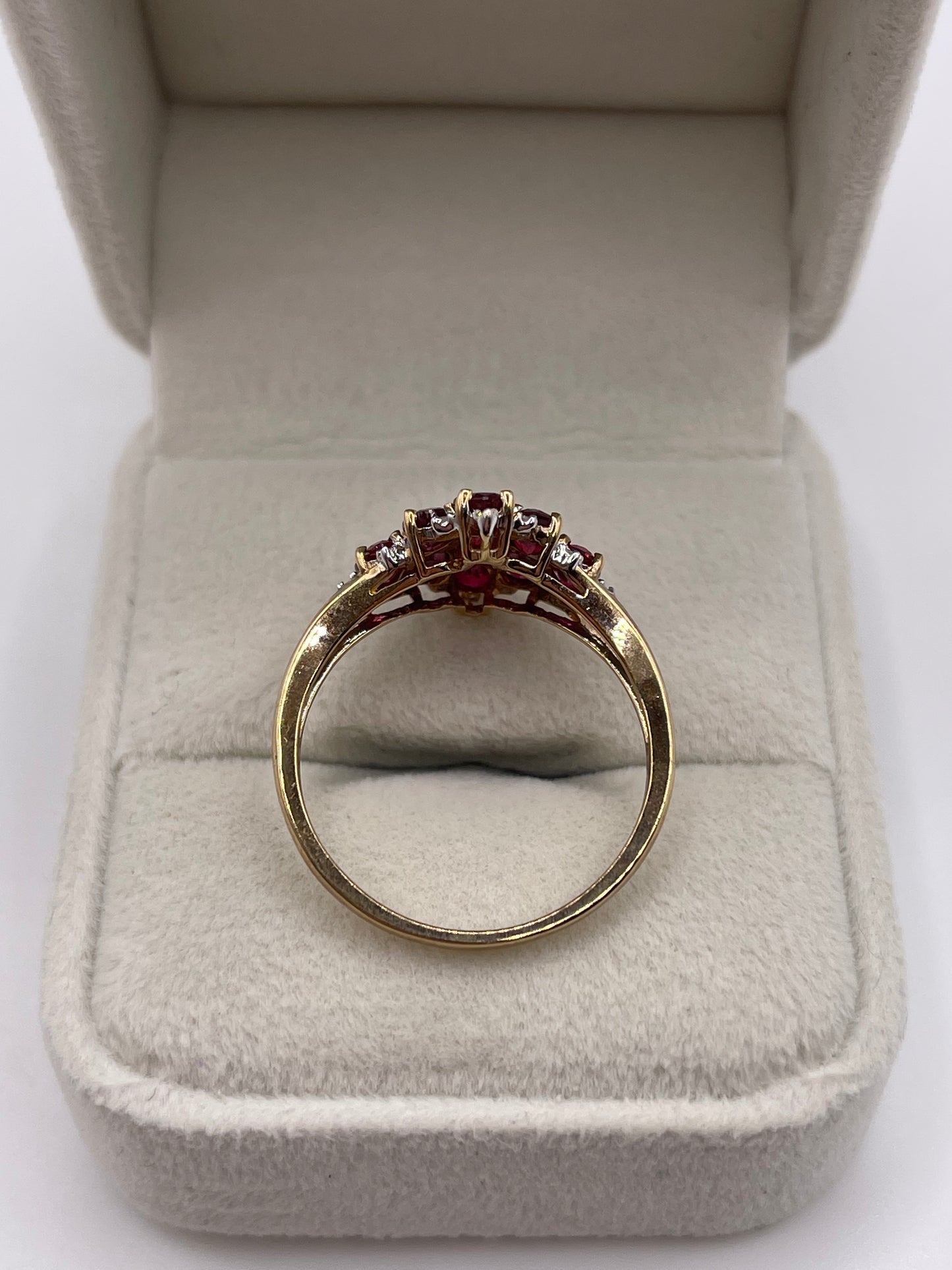 9ct gold ruby and diamond ring