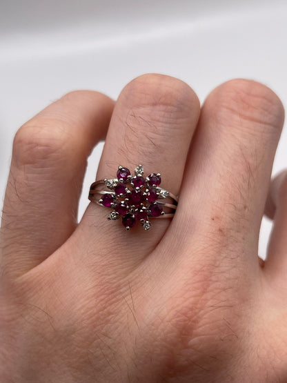 14ct white gold ruby and diamond ring