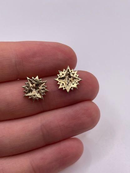 9ct gold diamond cluster earrings