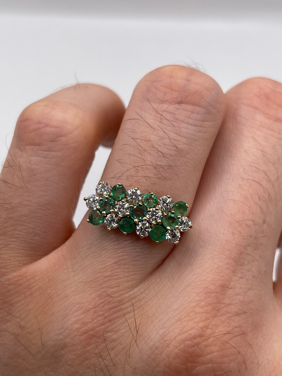 9ct gold emerald and cz ring