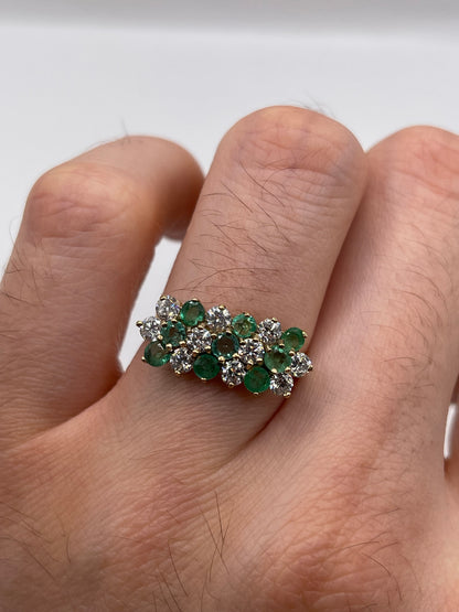 9ct gold emerald and cz ring