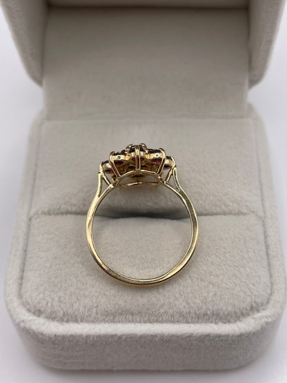 9ct gold ruby cluster ring