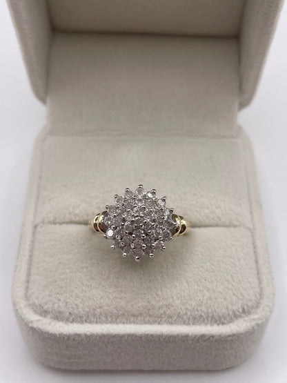 9ct gold 1ct diamond cluster ring