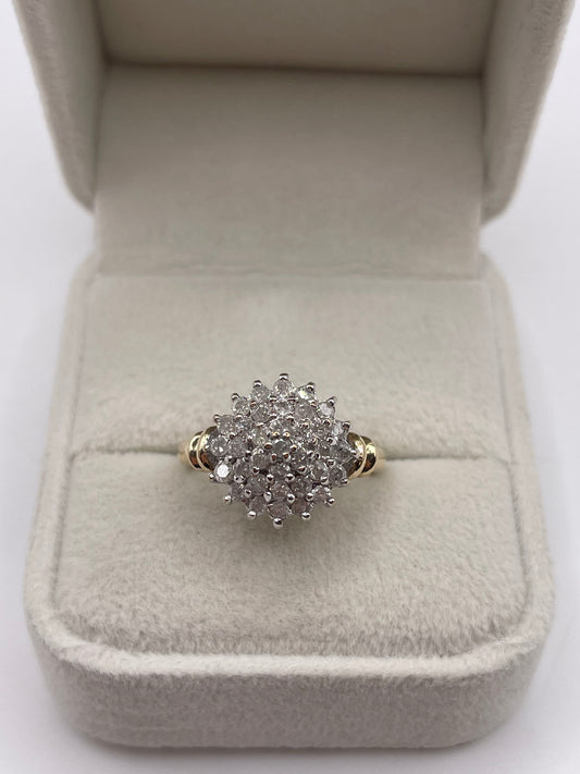 9ct gold 1ct diamond cluster ring