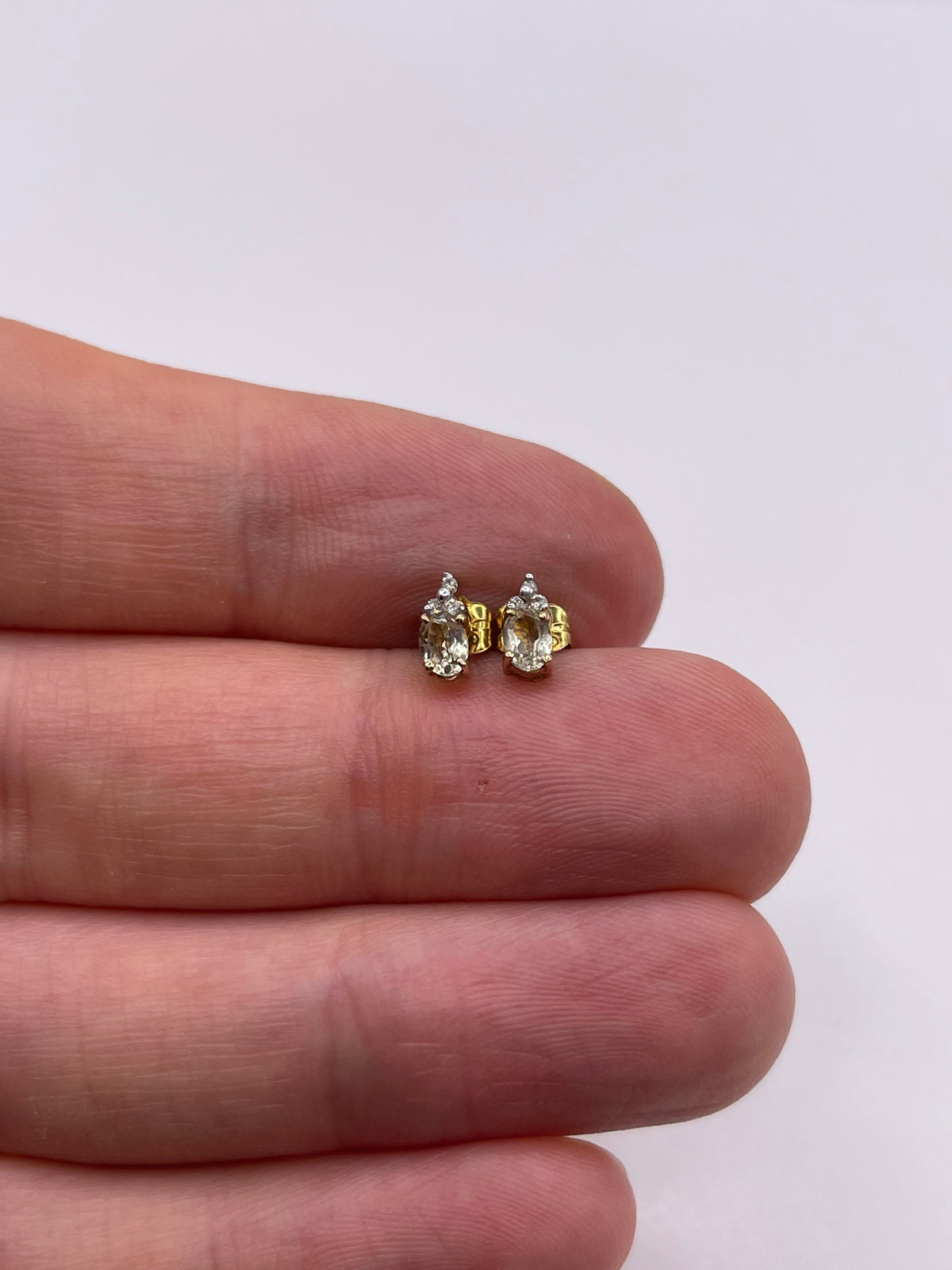 9ct gold quartz and diamond earrings