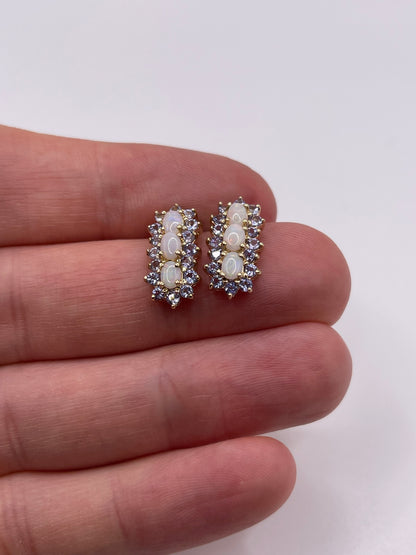 9ct gold opal and tanzanite earrings