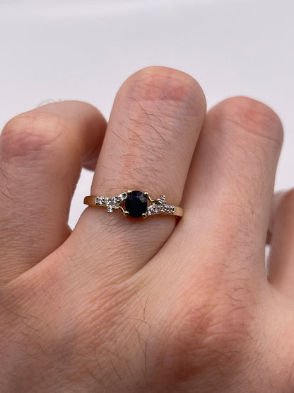 9ct gold sapphire and zircon ring