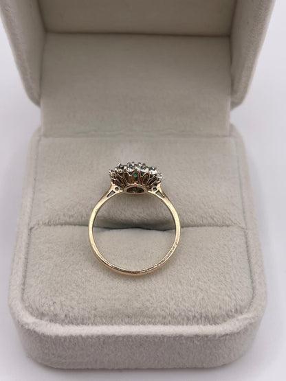 9ct gold emerald and diamond ring