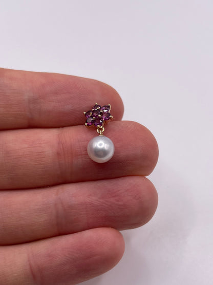 9ct gold garnet and pearl pendant