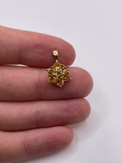 9ct gold citrine cluster pendant