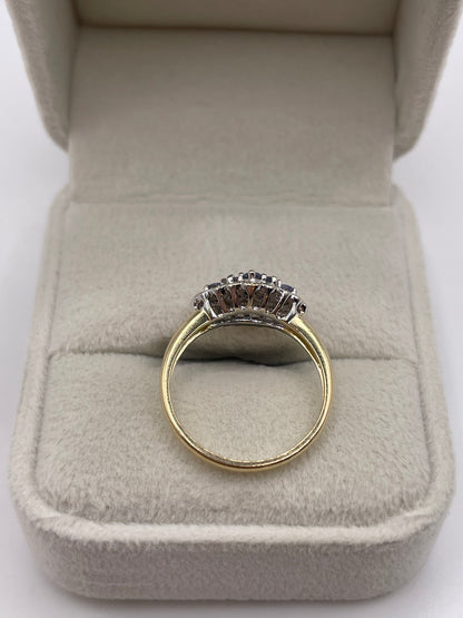 9ct gold tanzanite and diamond ring