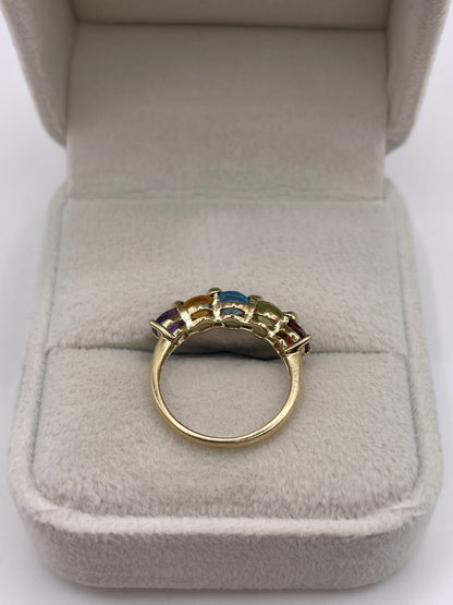 9ct gold multi gemstone ring