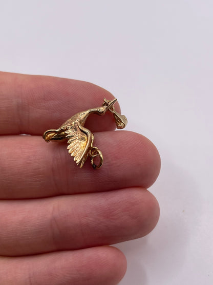 9ct gold stork and baby charm
