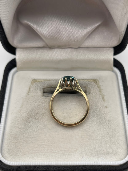 9ct gold blue zircon ring